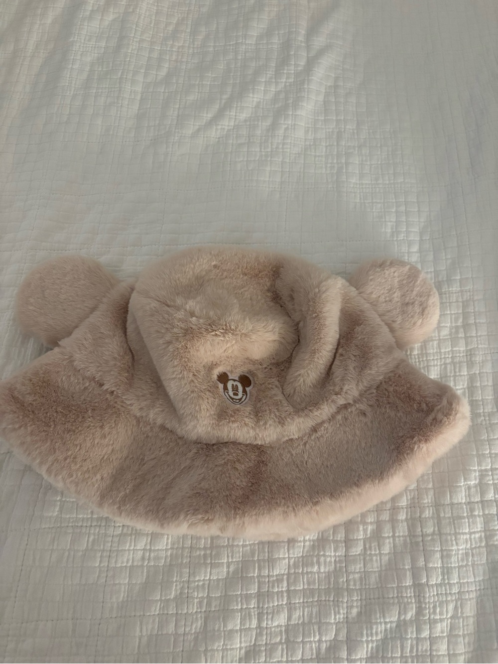 Tokyo Disney Resort Mickey Mouse Fluffy Hat Adult Beige